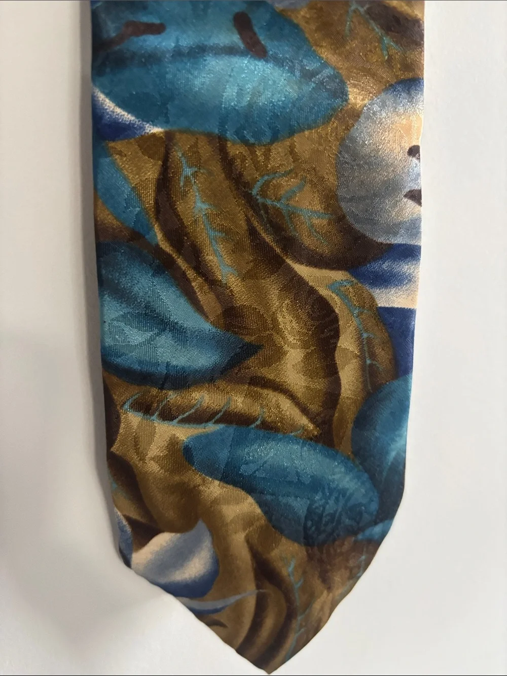 Men's italianissimo Blue and Brown Floral Silk Tie